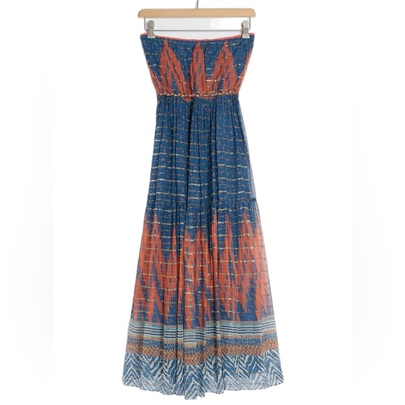 NWT Verb by Pallavi Singhee Nora Maxi Dress in Blue Motif Size 8 - Picture 3 of 16